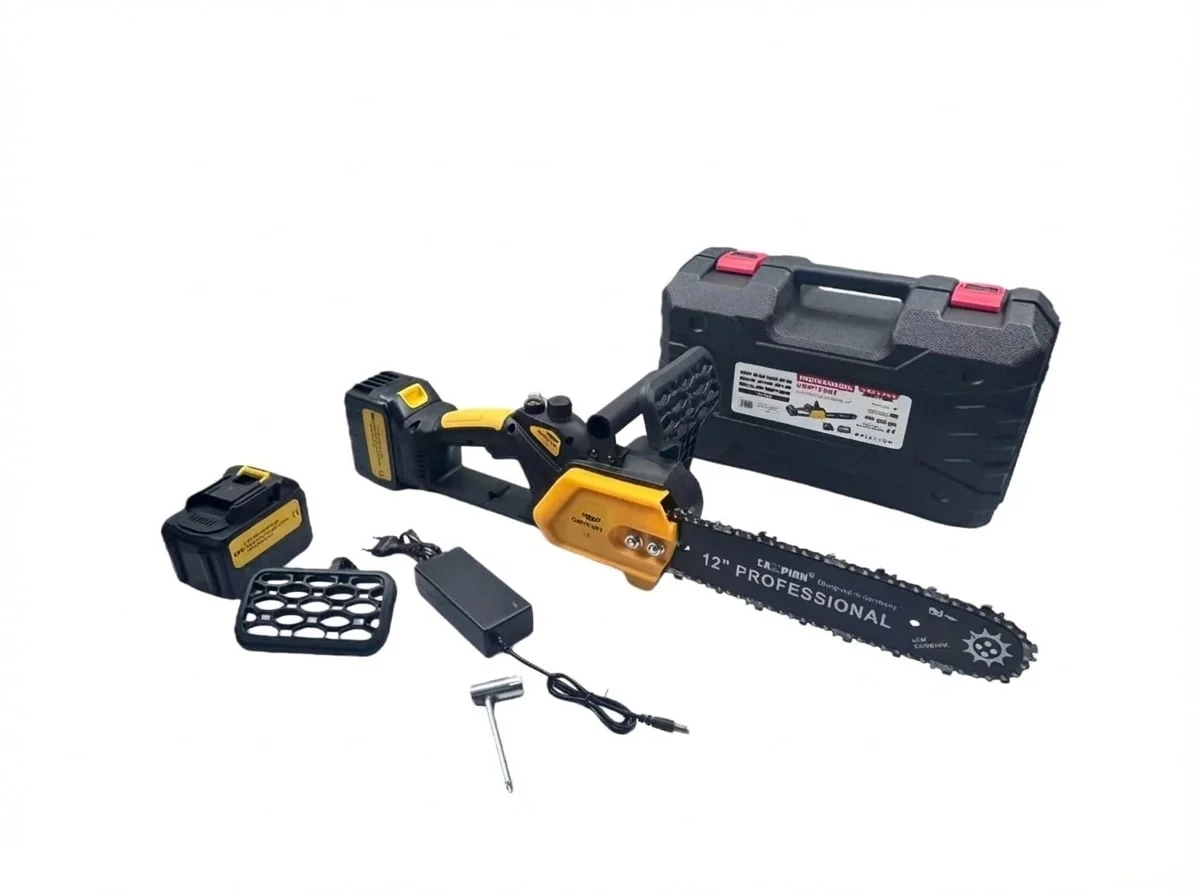 Mini Drujba Electrica 4Ah, 48V, 300mm, 2 Acumulatori, Brushless, Ungere Automata, 1800W, Model YELLOW Campion Germany CMP1756Y