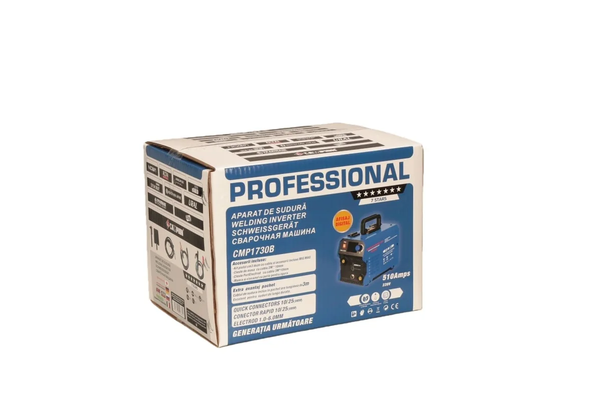Aparat De Sudura Tip Invertor Cu Sarma 510A, MMA/MIG/MAG (TIG Optional) *CABLU Sudura 3M*, Afisaj Digital, Ventilat, URAL MASH IGBT Tehnology Ultra Hybrid Power, CMP1730B