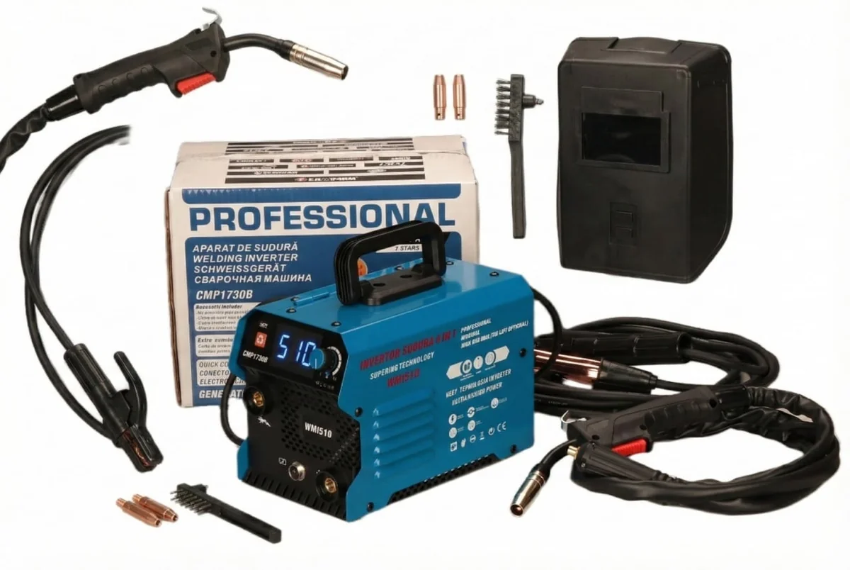 Aparat De Sudura Tip Invertor Cu Sarma 510A, MMA/MIG/MAG (TIG Optional) *CABLU Sudura 3M*, Afisaj Digital, Ventilat, URAL MASH IGBT Tehnology Ultra Hybrid Power, CMP1730B