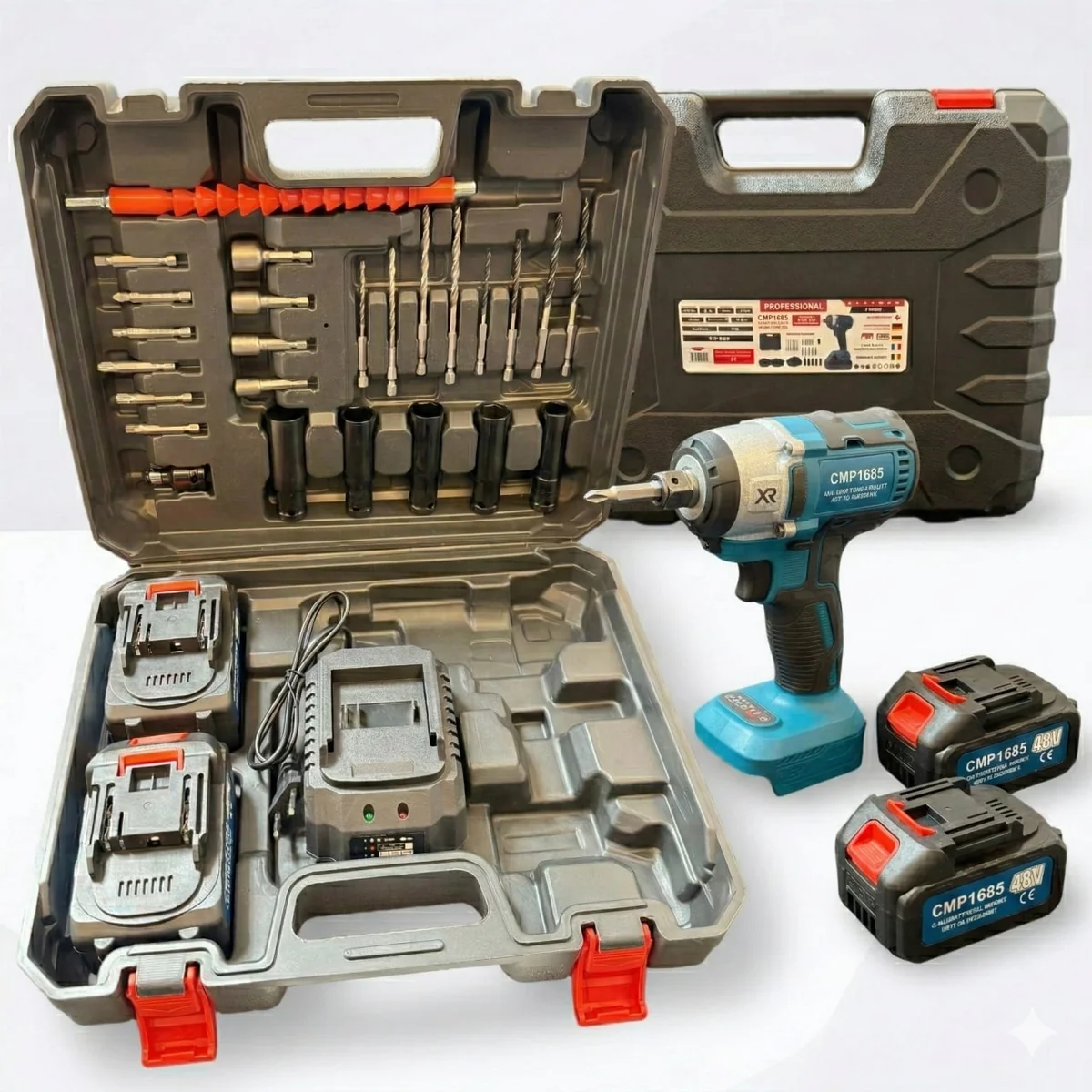 Mașină De Înșurubat Cheie Cu Impact 350Nm, Cu 2 Acumulatori 48V, 3000RPM, 3200BPM Campion Professional CMP1685