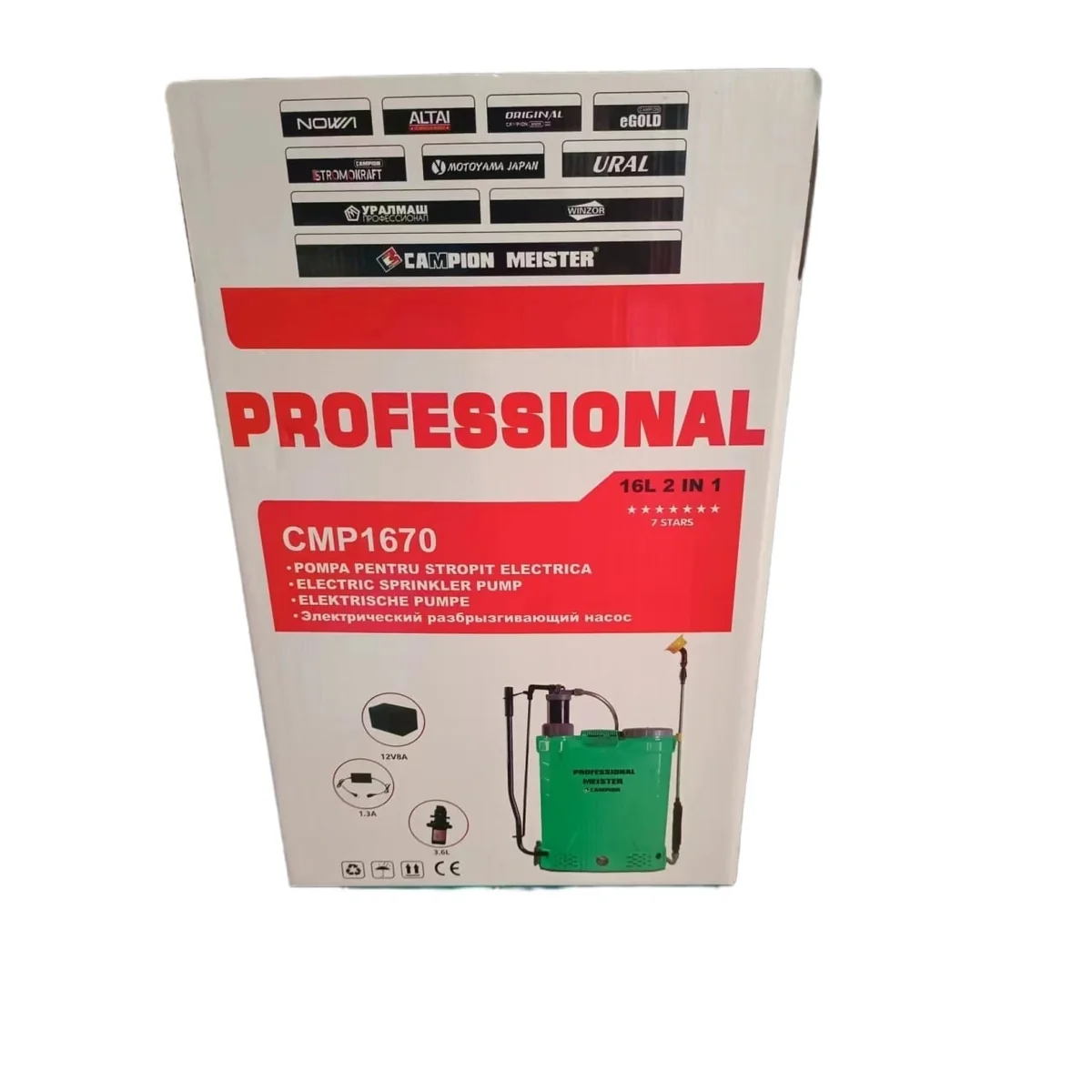 Pompa De Stropit Electrica Cu Acumulator CMP1759, 16L, 12V 8Ah, Presiune Reglabila Pana La 4 Bar, Autonomie 3-5 Ore, Lance Telescopica Inox, DuzE Interschimbabile, Incarcator Inclus, Curele Captusite
