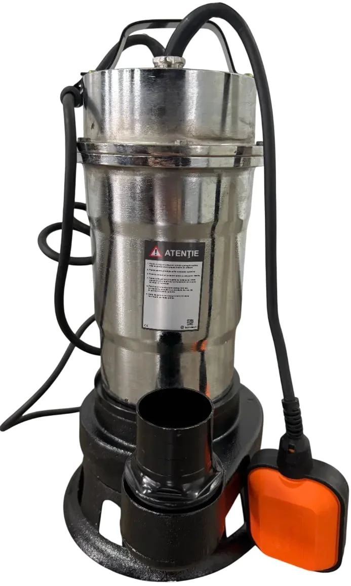 Pompa Submersibila Apa Murdara Inox GrunWERK GW7181, 1.1 kW (1100 W), cu Plutitor Automat, Cablu 6.7 m pentru Drenaj si Evacuare Apa cu Impuritati