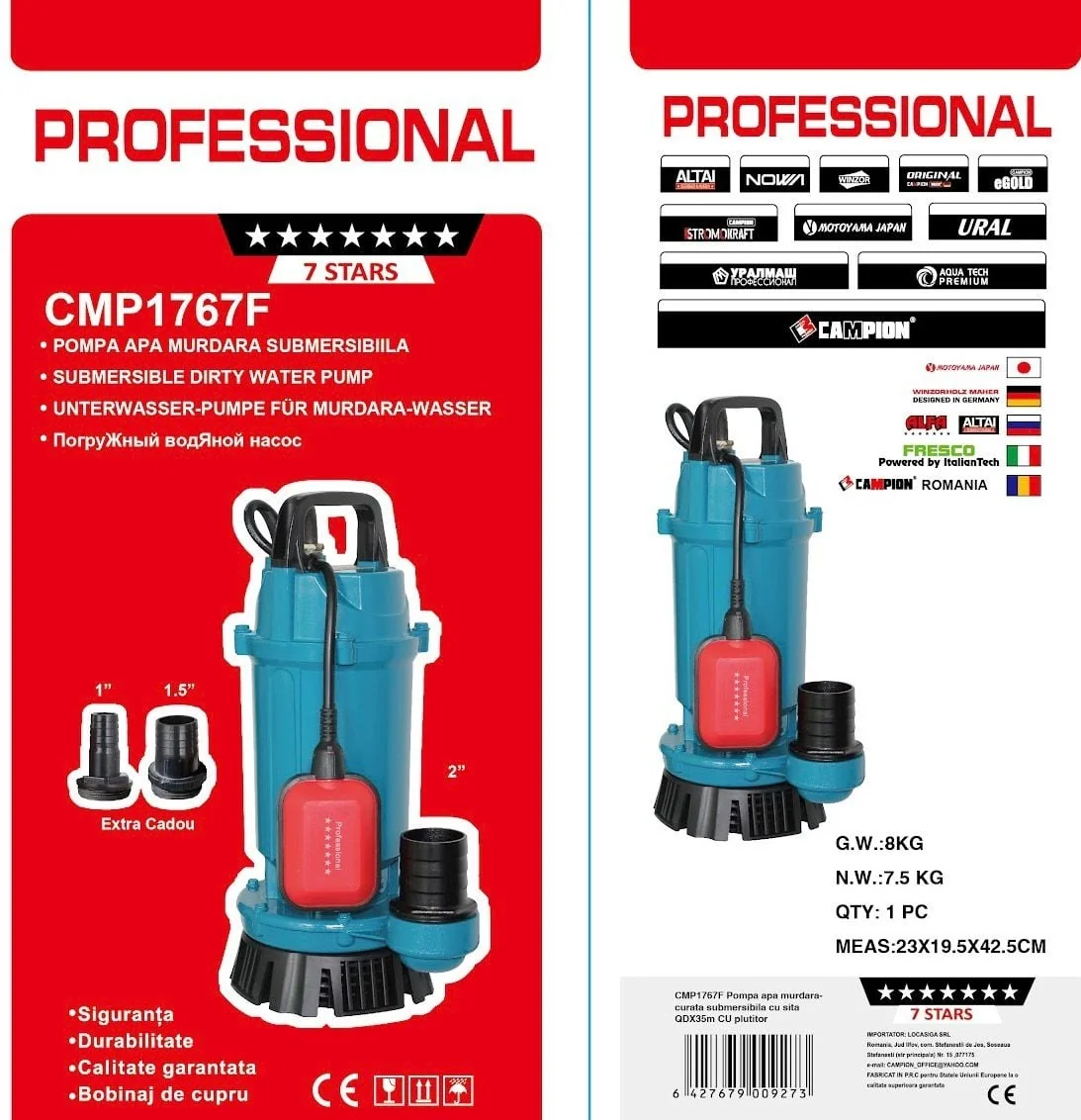 Pompa Submersibila Apa Curata Cmp1767f Qdx10-35-1.1f