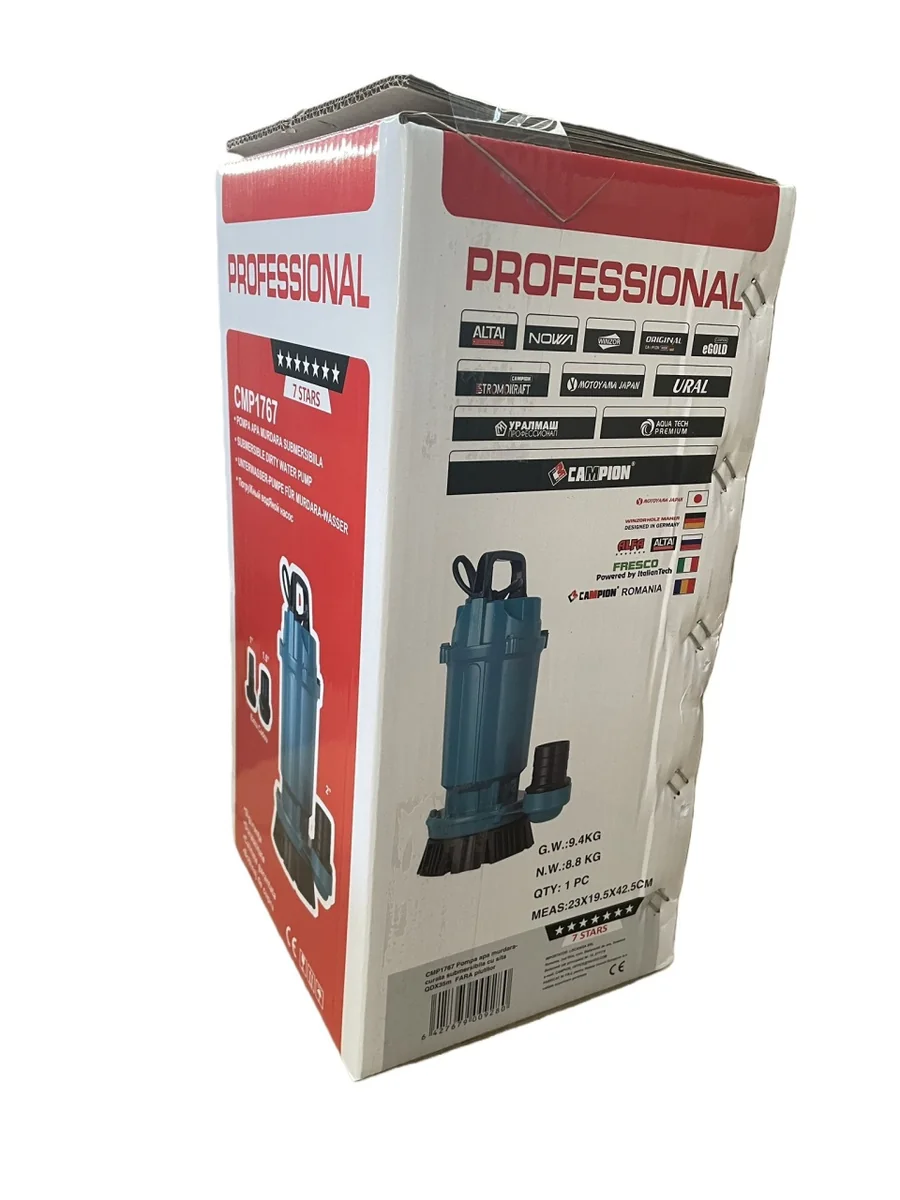 Pompa Submersibilă Apă Curată CMP1767 QDX10-35-1.1, 1.1 kW, 1.5 HP, Debit 10 MC/H, Înălțime Refulare 35 m, Ieșire 2" / 1.5" / 1", 2860 RPM, 110-220V, Fără Plutitor