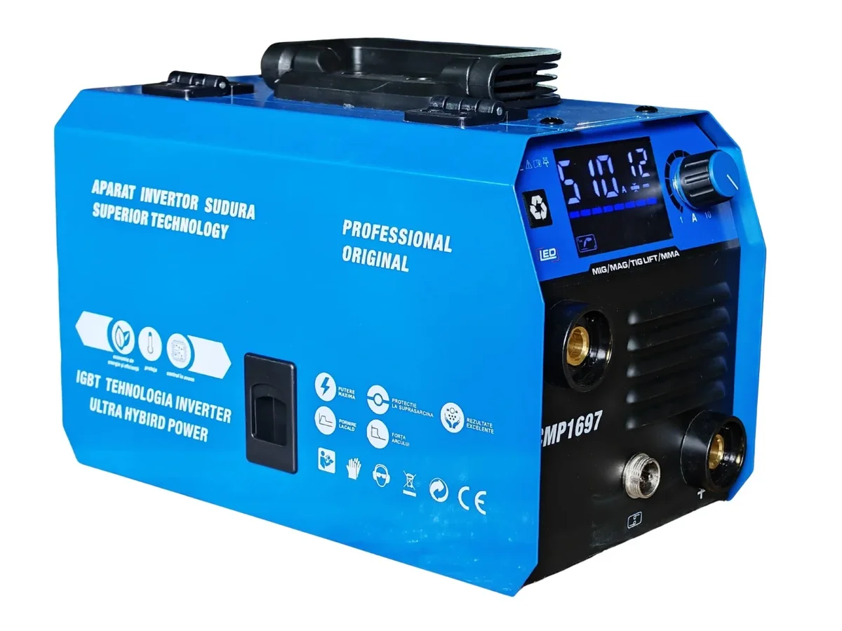 Mega Pachet Aparat De Sudura Tip Invertor Cu Sarma 510A, + X2 Sarma 1.0mm, X2 Electrozi 2.5mm, Ochelari Automati, Magnet MMA/MIG/MAG/TIG CablU Sudura 3M, Afisaj Digital, Ventilat, URALMASH IGBT Tehnology Ultra Hybrid Power, CMP1697