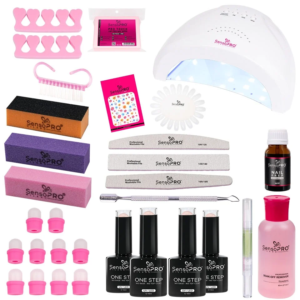 Kit Oja Semipermanenta One Step SensoPRO Milano 10ml cu Lampa UV #28 + CADOURI