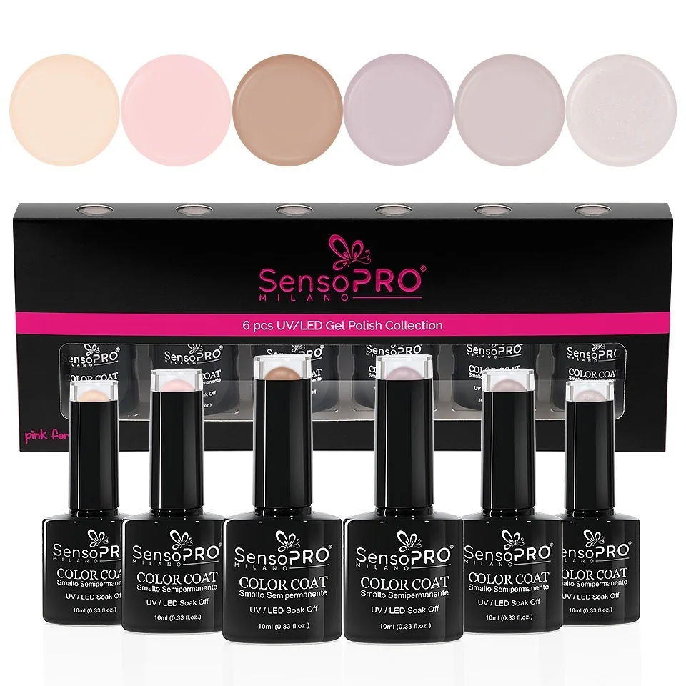 Set 6 Oje Semipermanente 10ml SensoPRO Milano, Nude Seduction