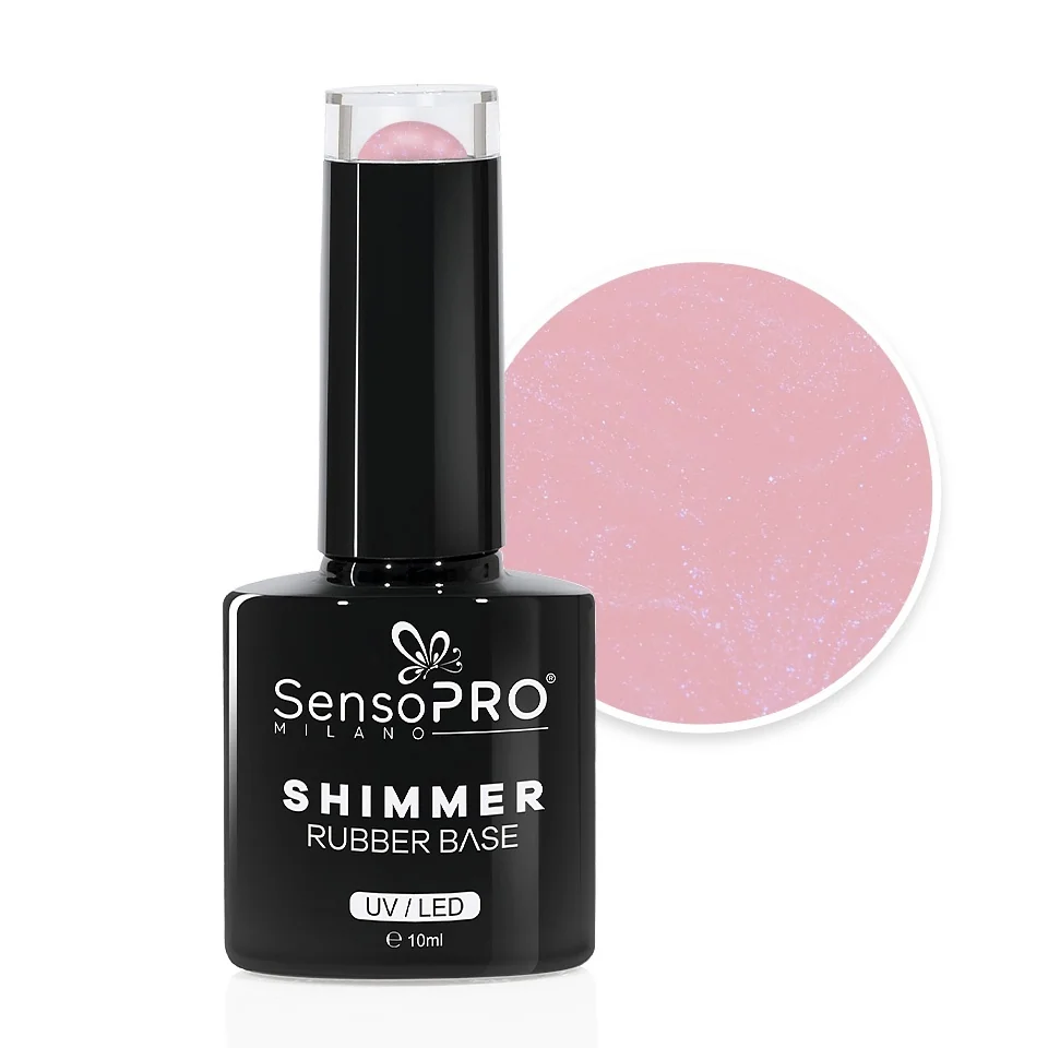 Shimmer Rubber Base SensoPRO Milano - #14 Musical Rose Shimmer Blue, 10ml