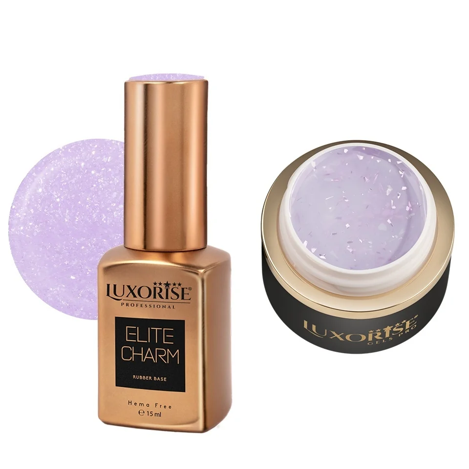 Set Gel Constructie si Rubber Base, Orchid Bloom - LUXORISE