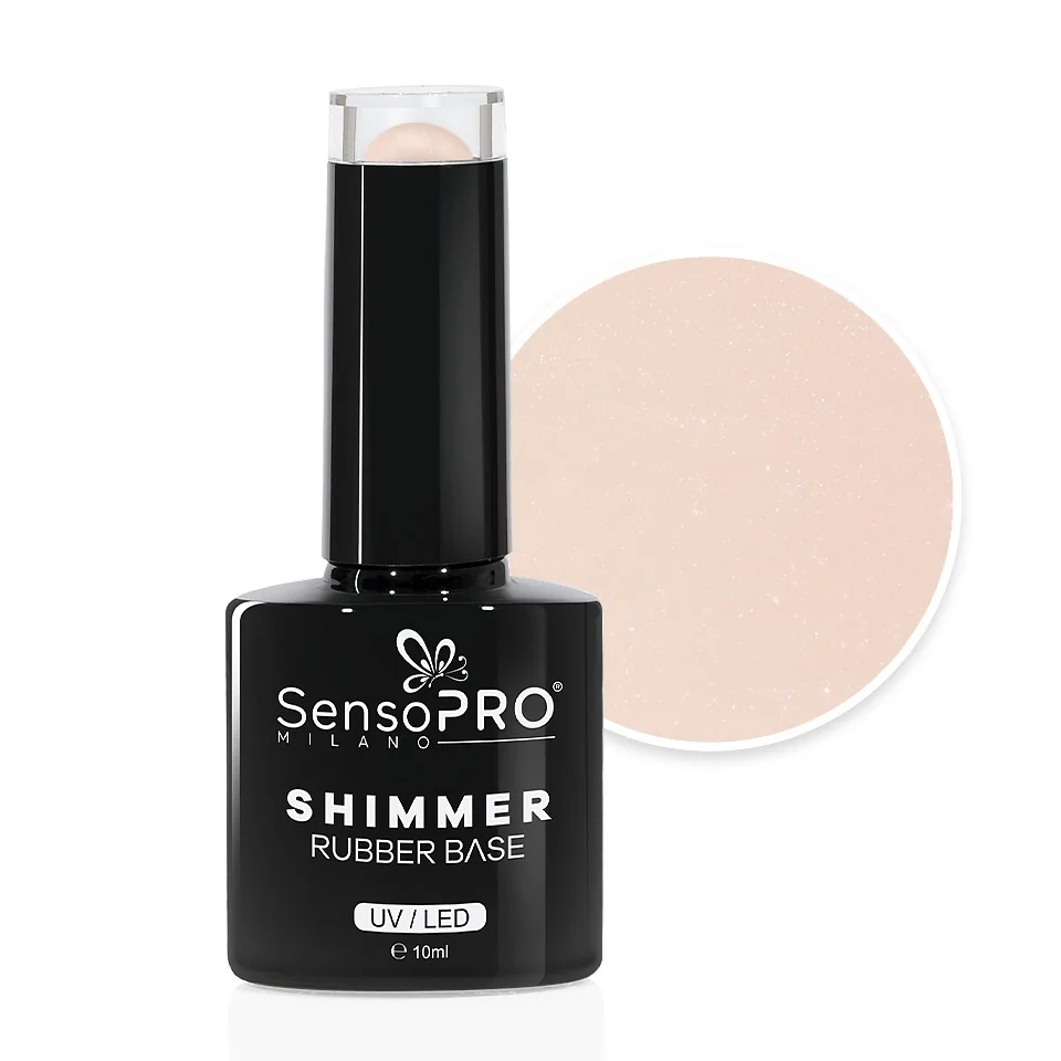 Shimmer Rubber Base SensoPRO Milano - #05 Perfect Nude Shimmer Red, 10ml