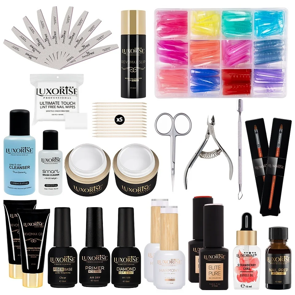 Kit Unghii Consumabile Polygel &amp; Gel Milky White LUXORISE - PRO107