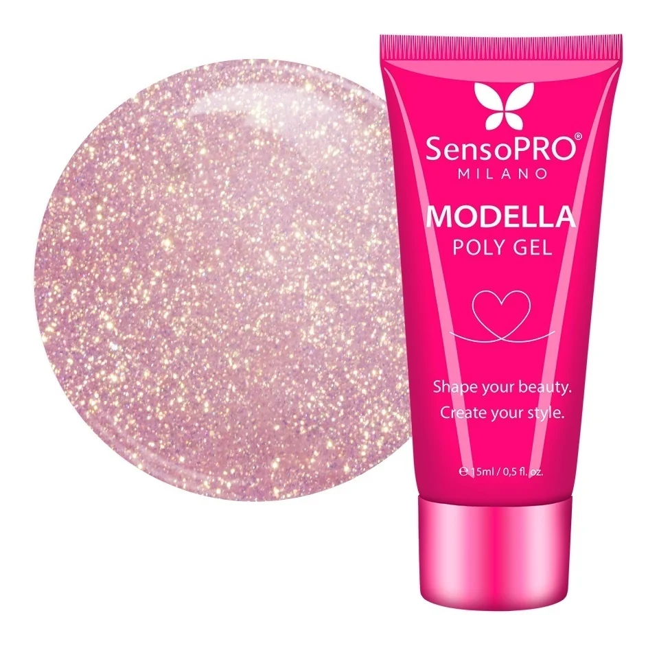 Polygel MODELLA SensoPRO Milano - Rose Gold Sheen, 15ml