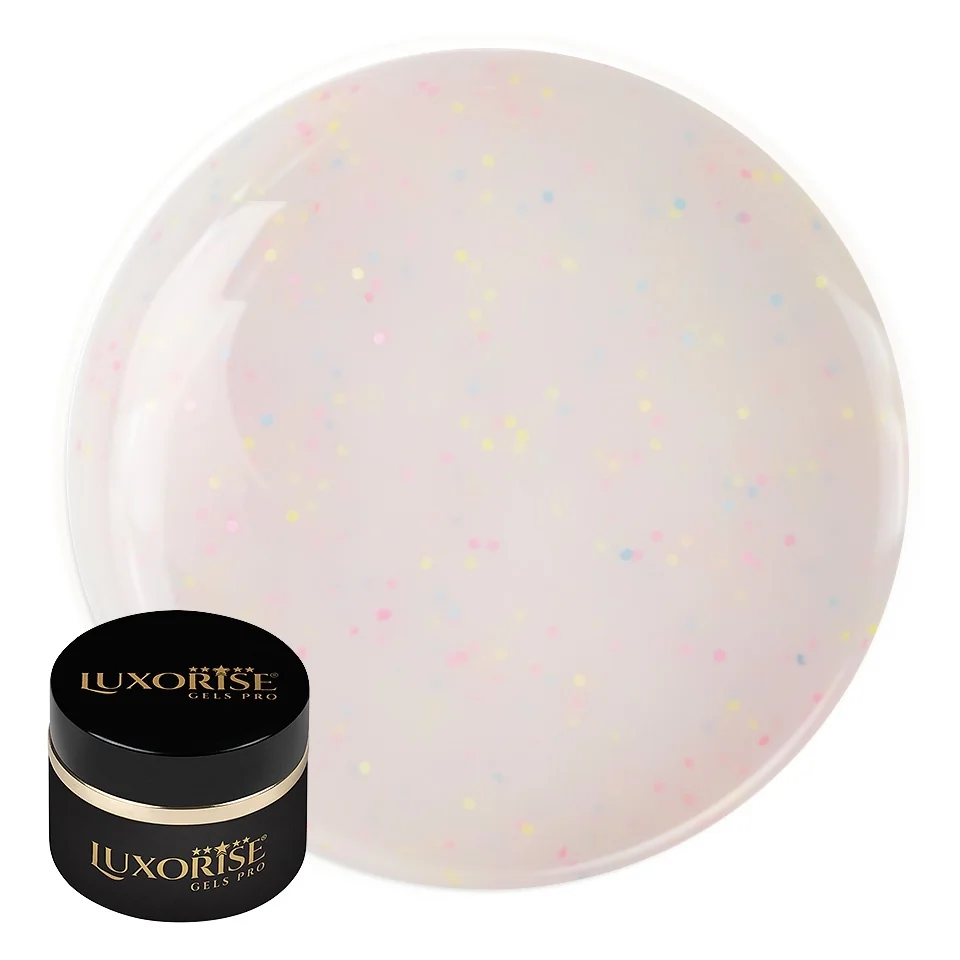 Gel UV Constructie Unghii Confetti Cake LUXORISE 15ml, Sprinkle Frost
