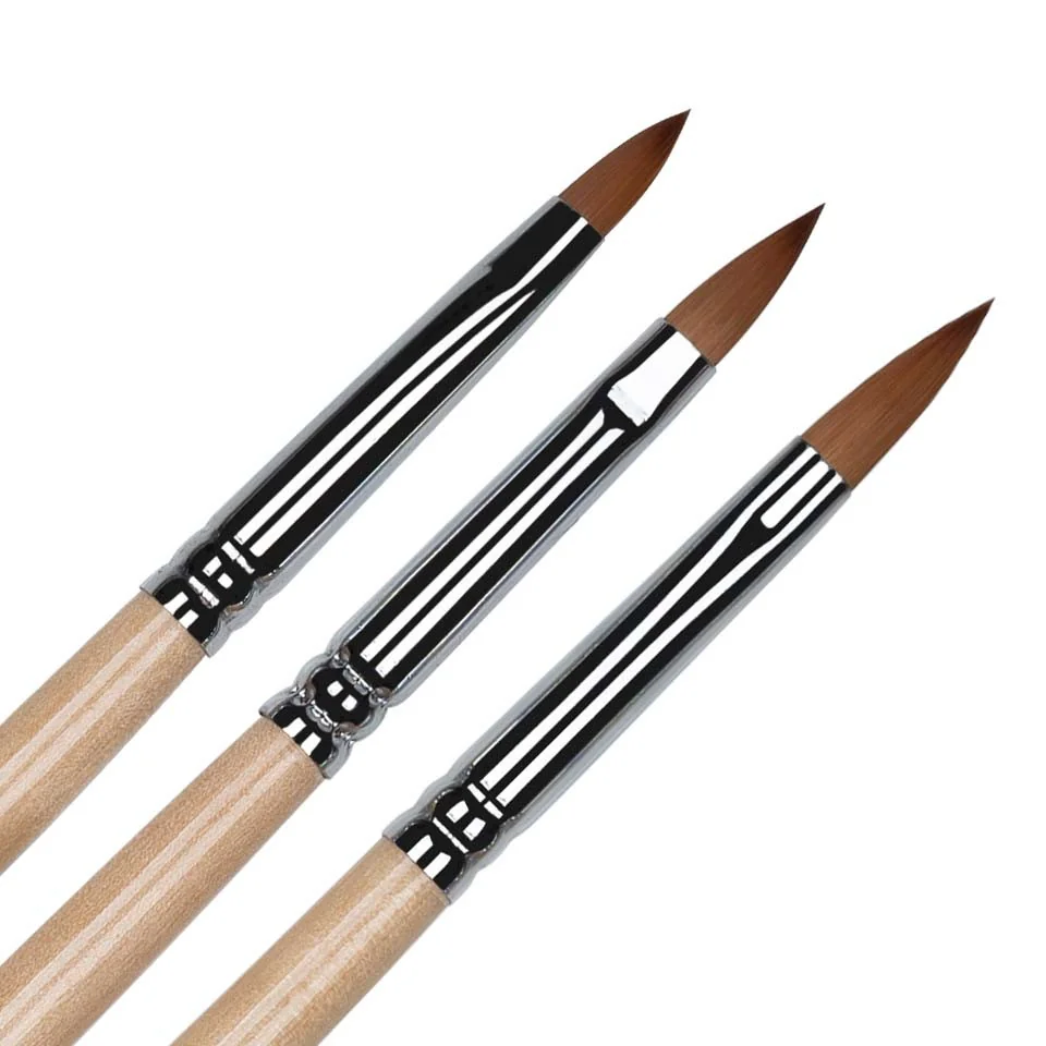 Set 3 Pensule Unghii Acril - Limba De Pisica LUXORISE - Nr. 8, 9, 10