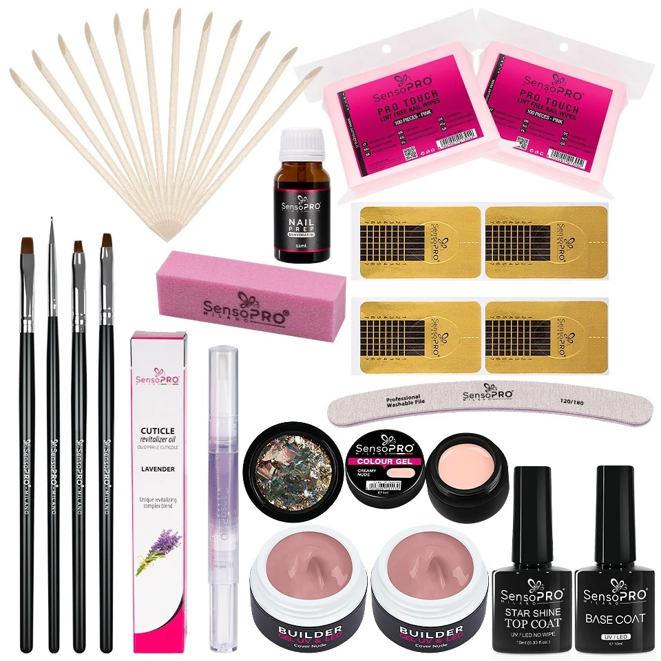 Kit Unghii Gel SensoPRO Milano Fără Lampa UV Promoție #25 + Cadou Set 4 Pensule