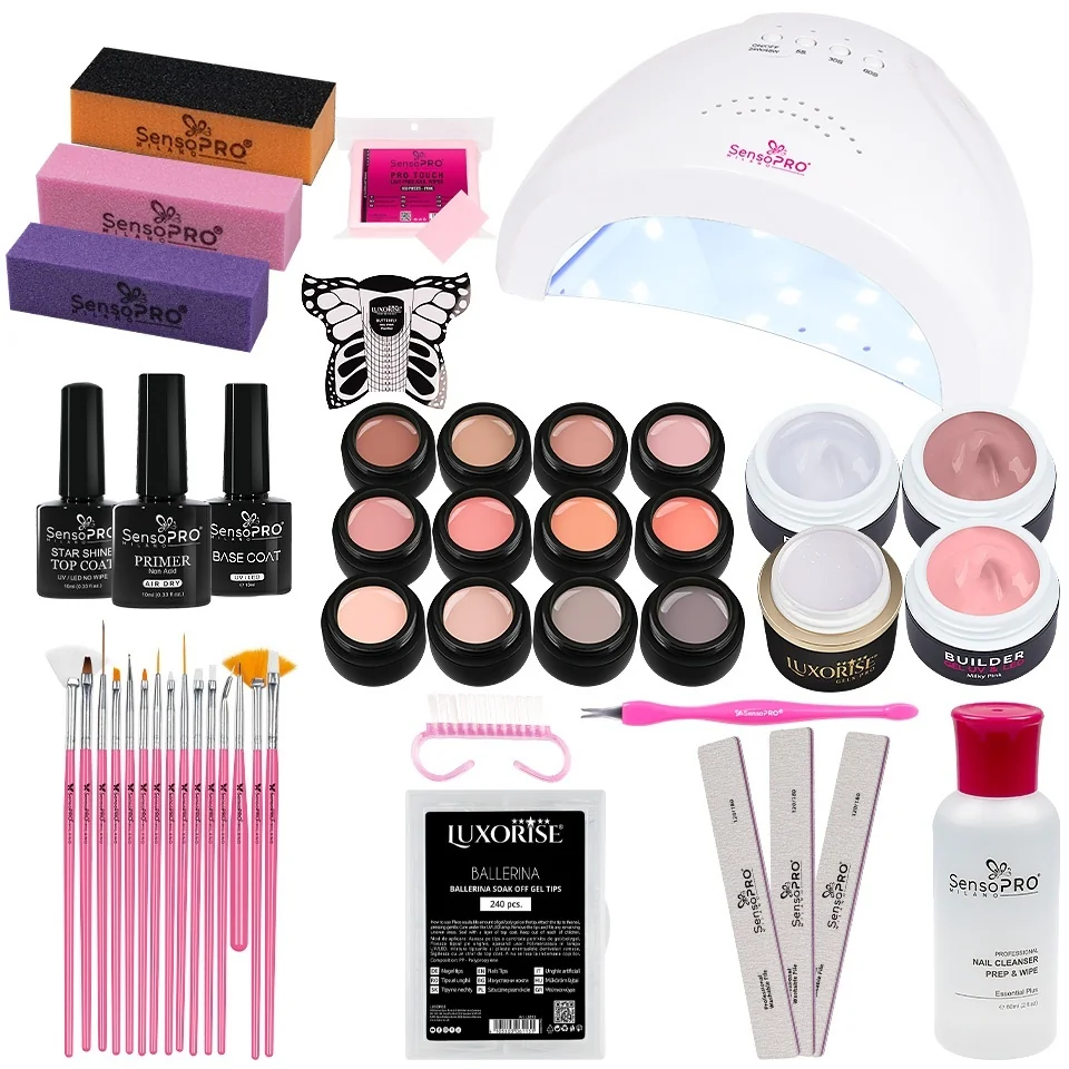 Kit Unghii False cu Gel UV - Promotie #55 + CADOU Set 15 Pensule Manichiura