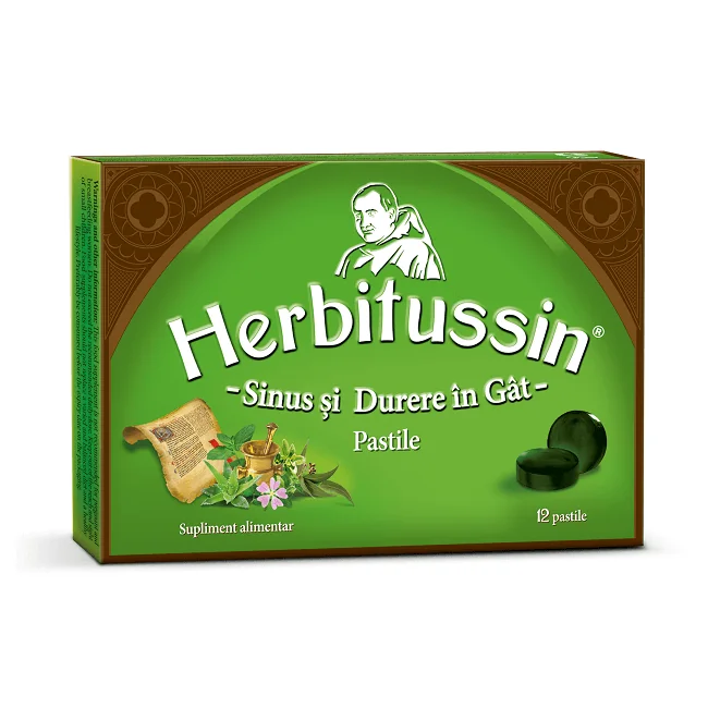 Herbitussin Sinus si durere in gat 12 pastile de supt