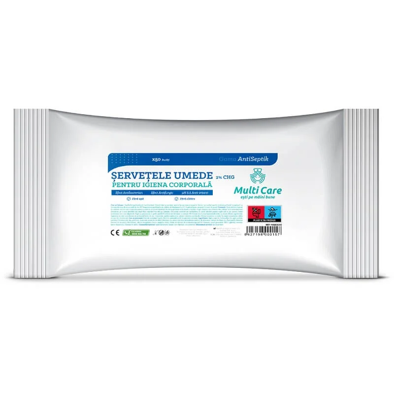 Multi Care Antiseptik Servetele umede igiena corporala 2% 50 bucati