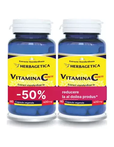 Vitamina C forte 400mg 60 cps. oferta 1 + 1 - 50% din al II-lea Herbagetica