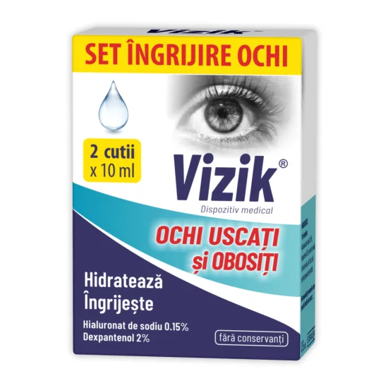 Zdrovit vizik picaturi ochi uscati si obositi 2 flacoane X 10ml 1 set pach.