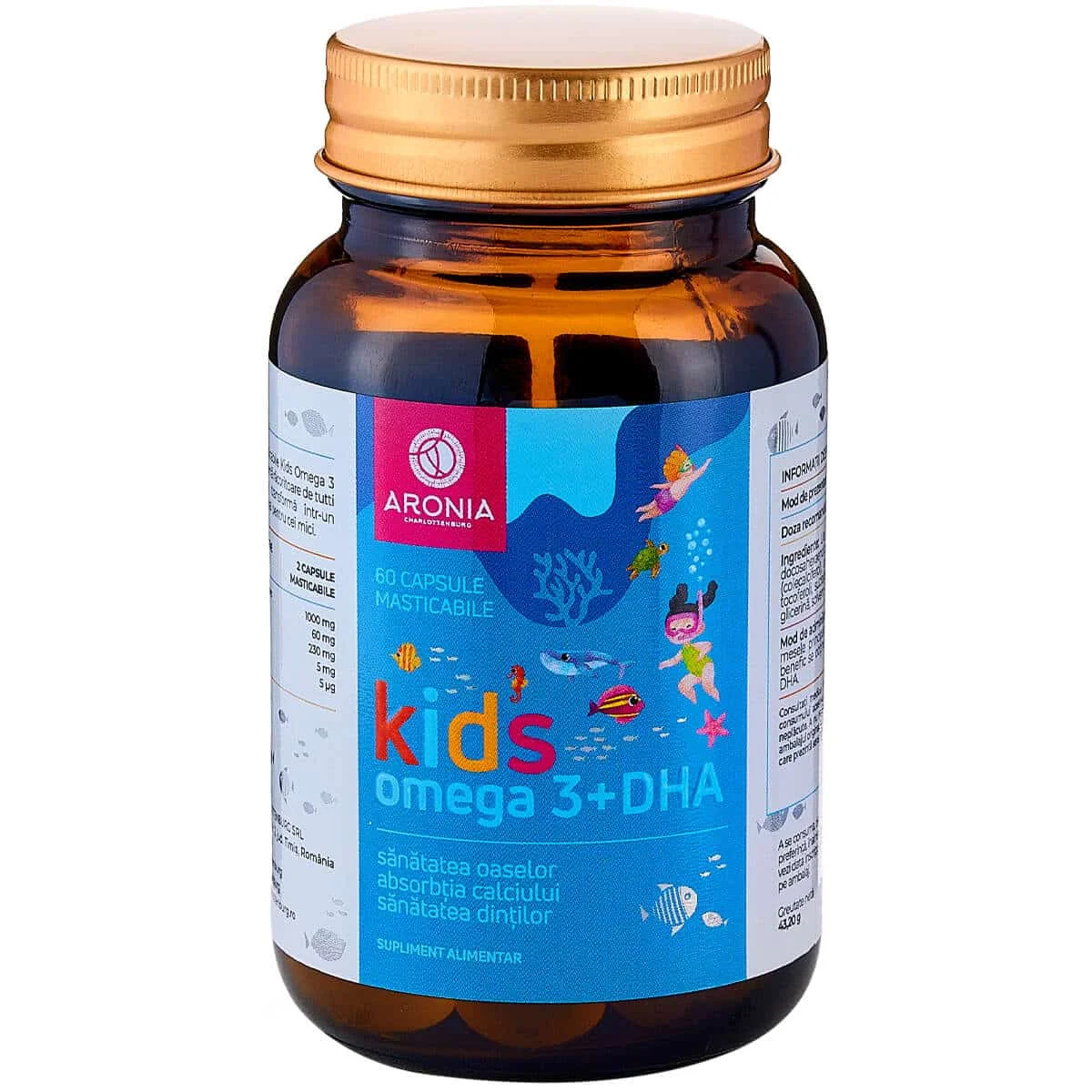 Aronia kids omega 3 + DHA cu aroma de tutti frutti 60 caps.mast. Aronia Charlottenburg