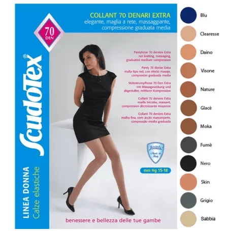 Scudotex Ciorapi compresivi pantalon 70 DEN 15-18 mmhg negru numar 4