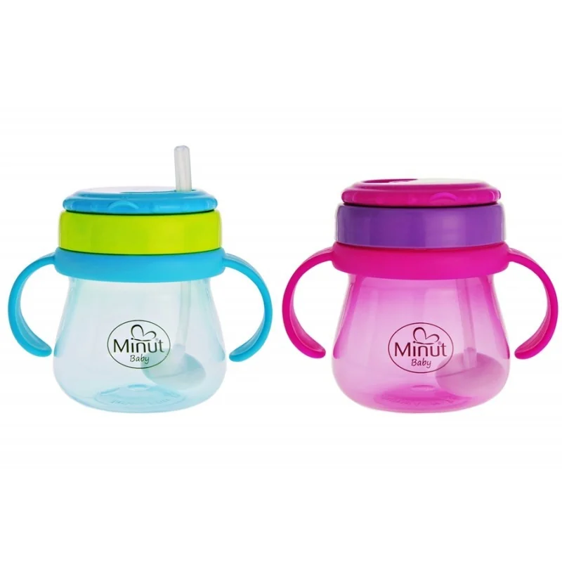 Minut Baby Cana anticurgere cu pai si capac 6+ luni (MIN2018011) 250 ml