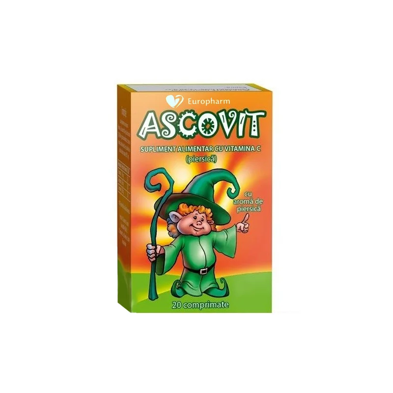 Ascovit cu aroma de piersica 100 mg 20 comprimate