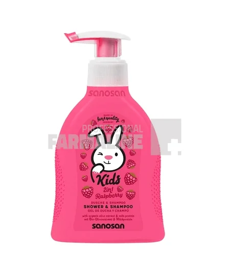 Sanosan Kids Gel de dus & sampon cu aroma de zmeura 200 ml