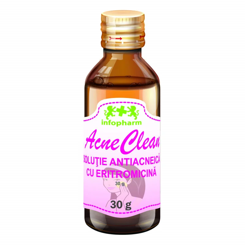 Acneclean solutie antiacneica cu eritromicina 30ml Infopharm