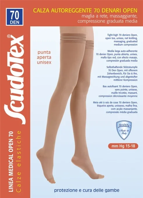 Scudotex ciorapi prev. S823 pana la coapsa, varf deschis, 70 den daino 4  1 per.