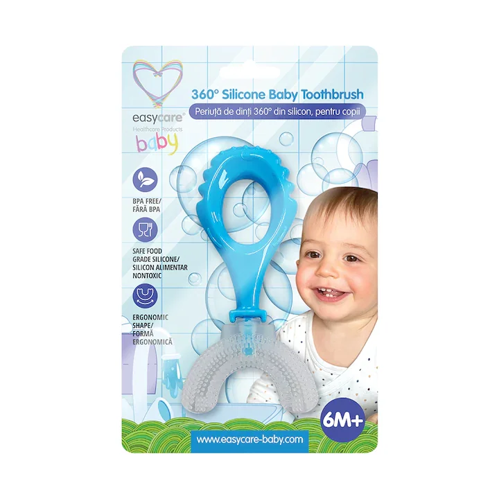 Easy Care Baby Periuta de dinti silicon pentru copii 360 grade  1 buc