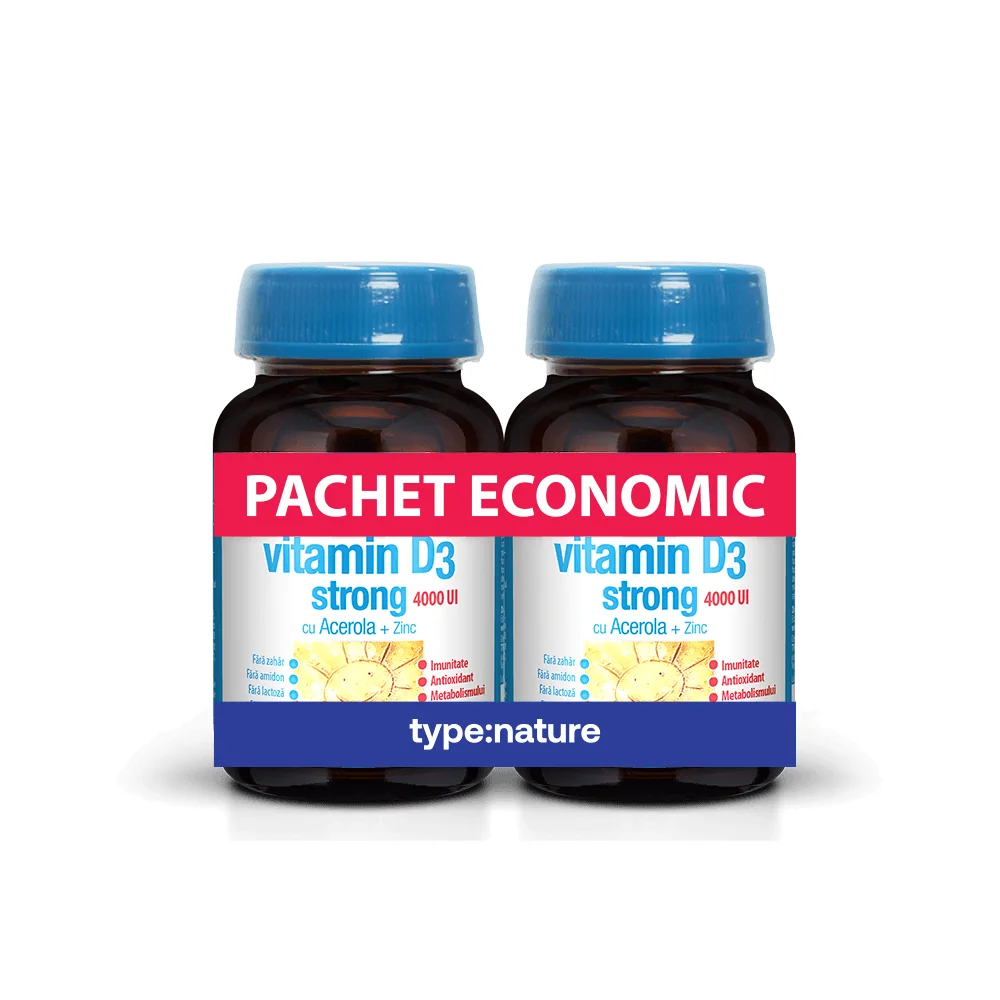 Vitamina D3 Strong 4000U.I pachet economic 90 + 90 tablete