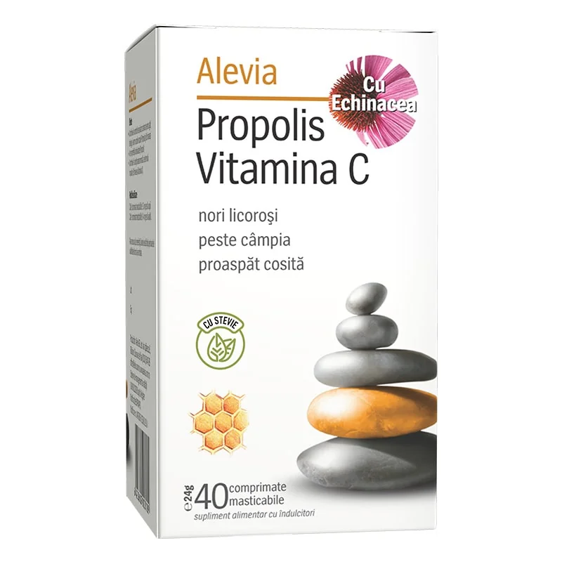 Alevia Propolis Vitamina C cu echinacea si stevie 40 comprimate de supt