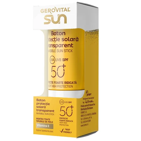 Gerovital Sun baton protectie solara transparent SPF50+  12ml fl. Farmec