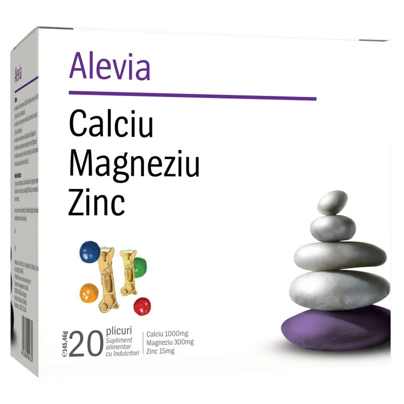 Alevia Calciu Magneziu Zinc 20 plicuri