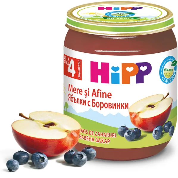 Hipp Piure Afine si Mere 4+ luni 125 g