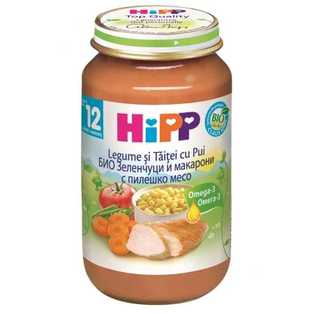 Hipp Piure Legume si Taitei cu Pui 12+ luni 220 g