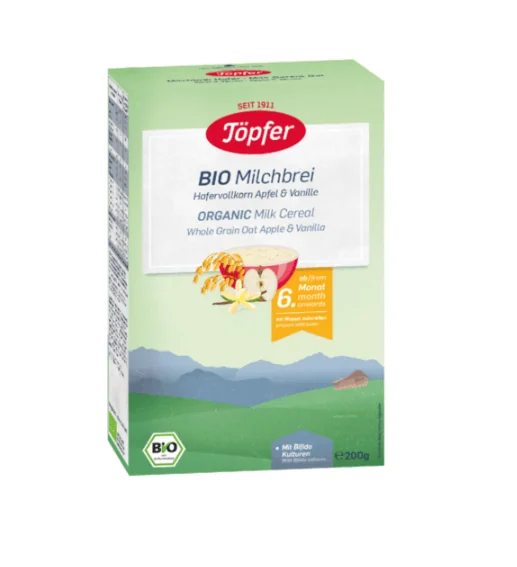 Topfer Bio Organic Cereale Ovaz cu Lapte Mere si Vanilie 6+ luni 200 g