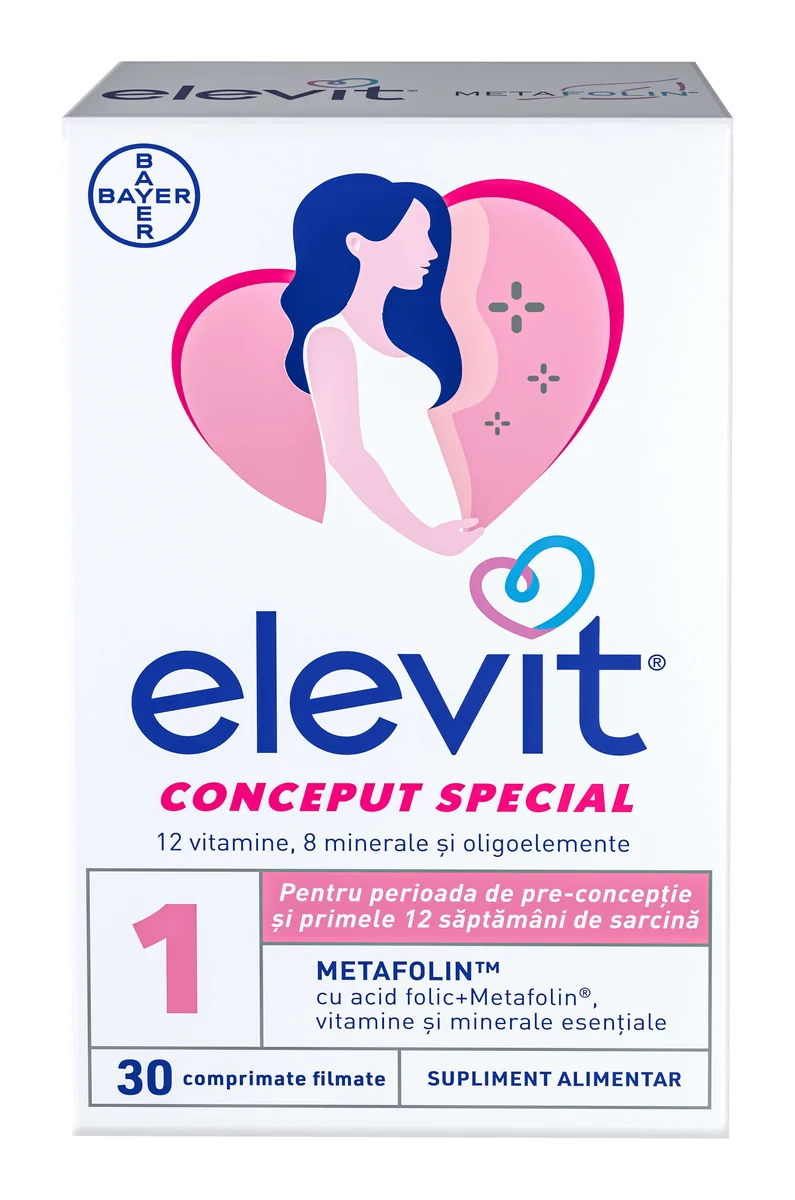 Elevit 1 Multivitamine pentru perioada de pre-conceptie si sarcina Primul trimestru de sarcina 30 comprimate