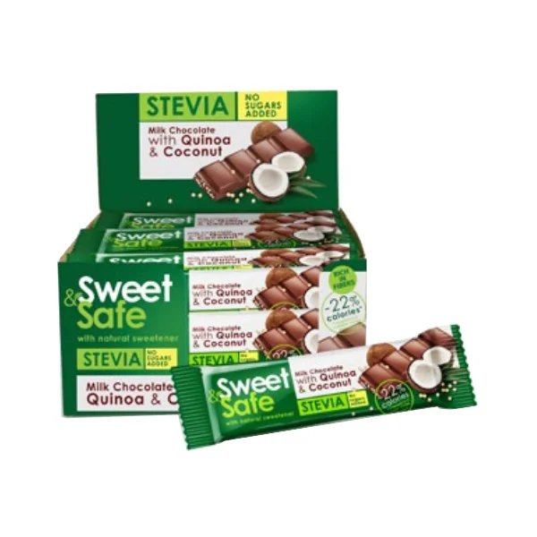 Sweet&Safe Ciocolata cu lapte cu Quinoa si Cocos 25 g