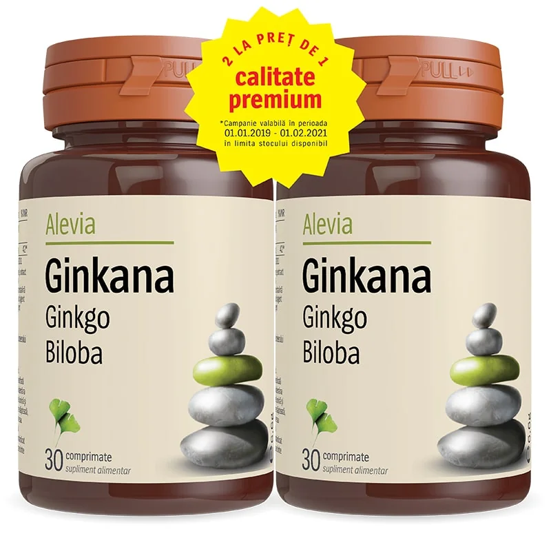 Alevia Pachet Ginkana Ginkgo Biloba 40 mg 30 comprimate 1 + 1 Gratis