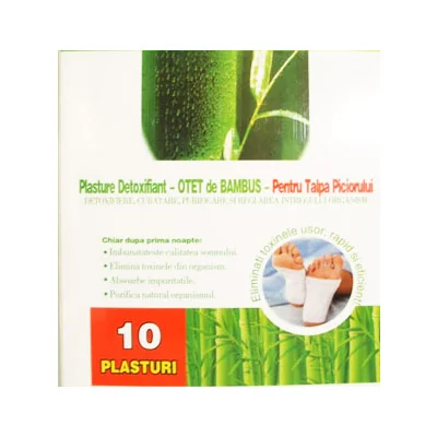 Plasture detoxifiant cu Otet de Bambus pentru talpa piciorului 10 bucati