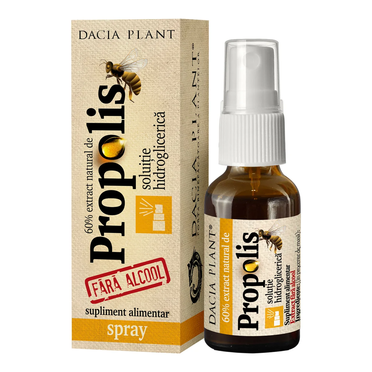 Dacia Plant Spray cu extract natural de Propolis fara alcool 20 ml