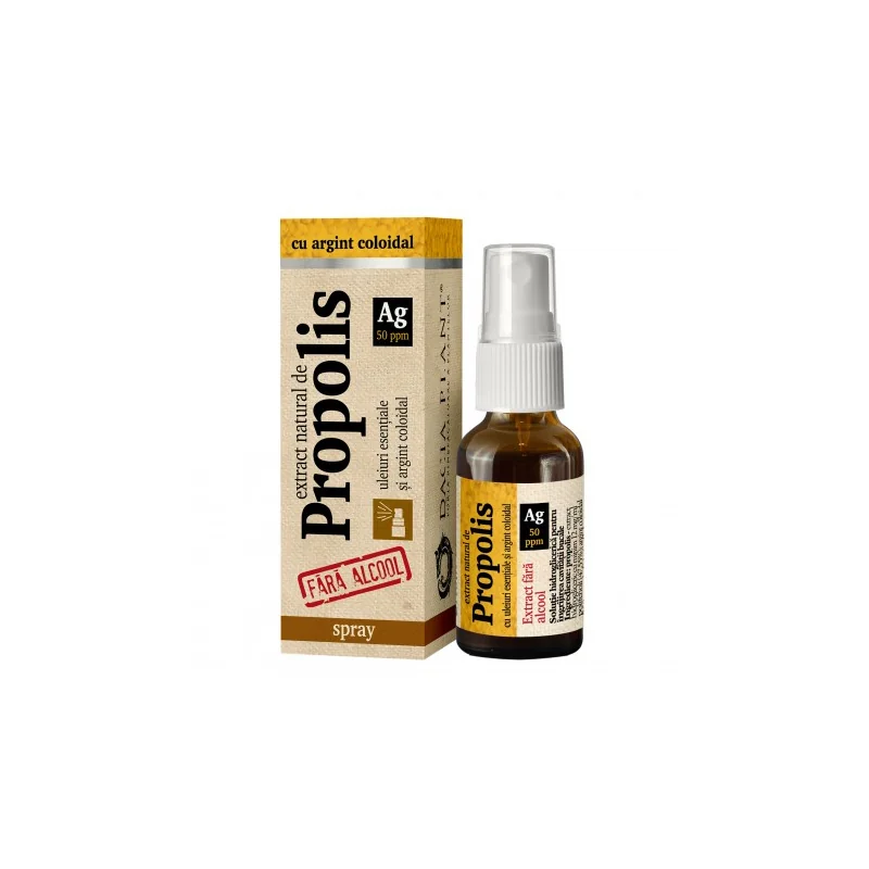 Extract natural de propolis cu argint coloidal fara alcool spray 20 ml