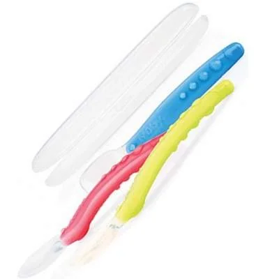 Nuby 5555 Lingurita silicon flexibila cu cutie 3+ luni