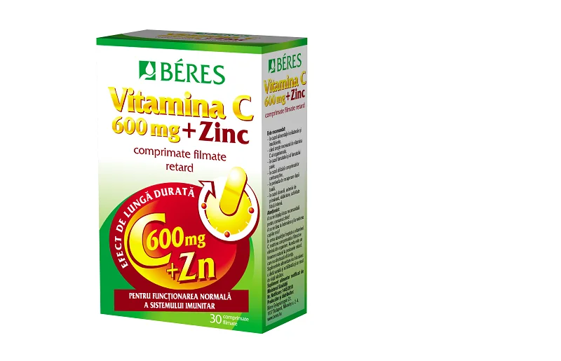 Beres Vitamina C 600 mg + Zinc 30 comprimate