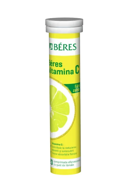 Beres Vitamina C fara zahar cu gust de lamaie 20 comprimate efervescente