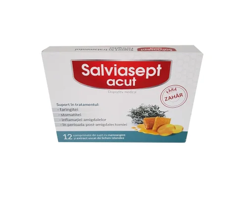 Zdrovit Salviasept acut fara zahar 12 comprimate