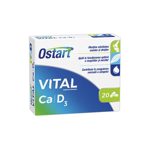 Ostart Vital Ca + D3 20 comprimate